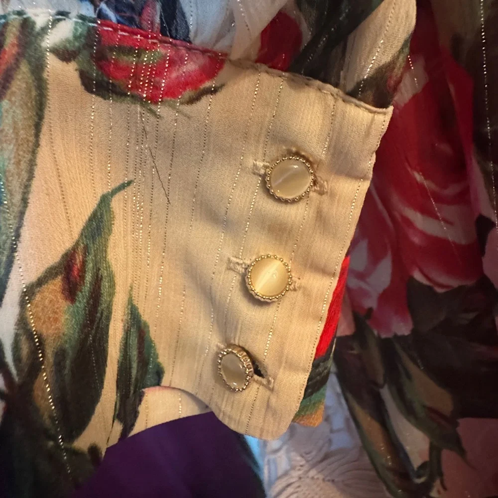 Rosebud and Sapsucker Maxi Dress with Silver Thread Detail, Small - Picture 7 of 9